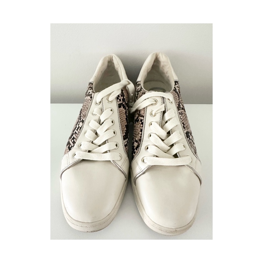 Sam Edelman Cream and Tan Snake Print Sneakers - Picture 3 of 5